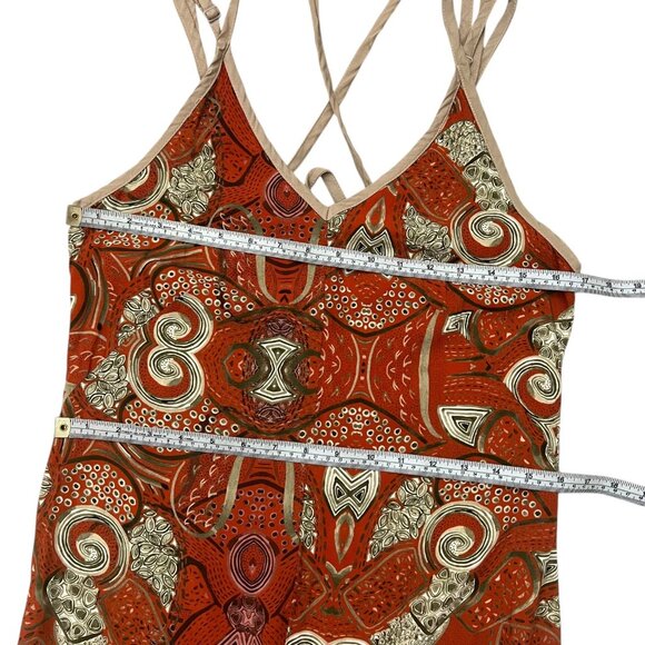Refazenda Brazilian Tribal Print Midi Dress Orange XS Tropical Resort‎ Boho - Picture 8 of 10